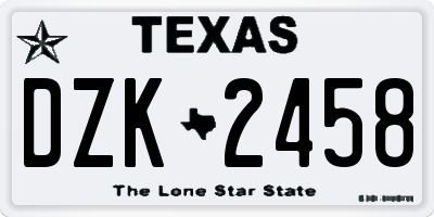 TX license plate DZK2458