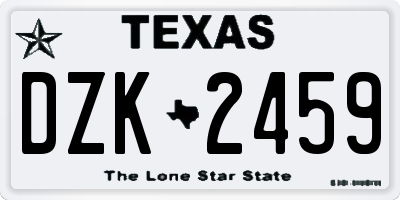TX license plate DZK2459