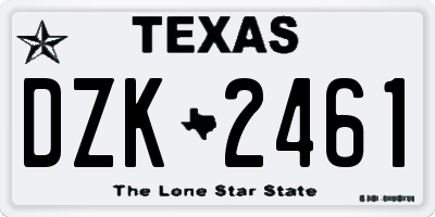 TX license plate DZK2461