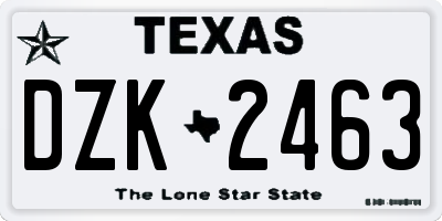 TX license plate DZK2463
