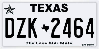 TX license plate DZK2464