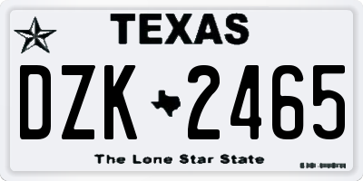 TX license plate DZK2465