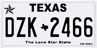 TX license plate DZK2466