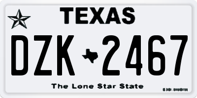 TX license plate DZK2467