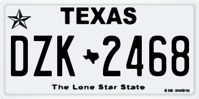 TX license plate DZK2468