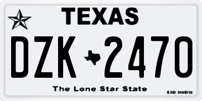 TX license plate DZK2470