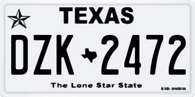 TX license plate DZK2472