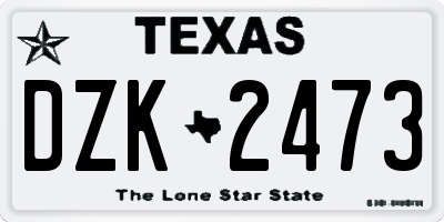 TX license plate DZK2473
