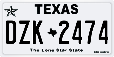 TX license plate DZK2474