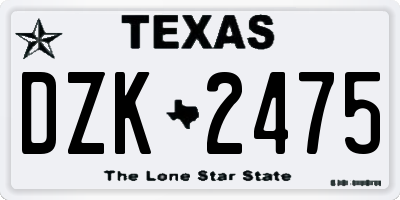 TX license plate DZK2475