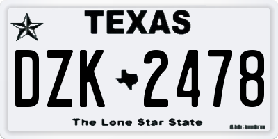 TX license plate DZK2478