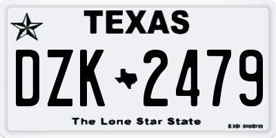 TX license plate DZK2479