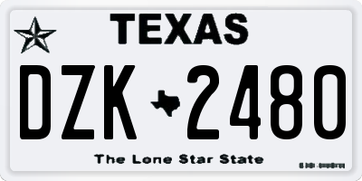 TX license plate DZK2480