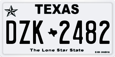 TX license plate DZK2482