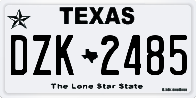 TX license plate DZK2485
