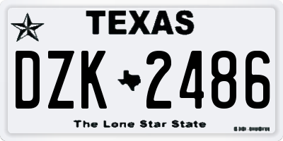 TX license plate DZK2486