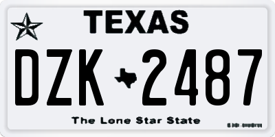 TX license plate DZK2487