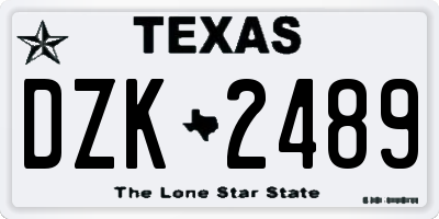 TX license plate DZK2489