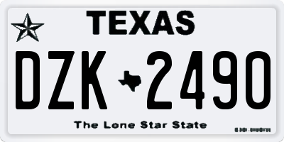TX license plate DZK2490