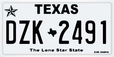 TX license plate DZK2491