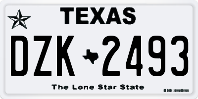 TX license plate DZK2493