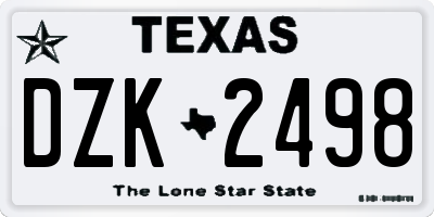 TX license plate DZK2498