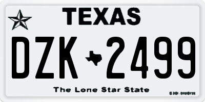 TX license plate DZK2499