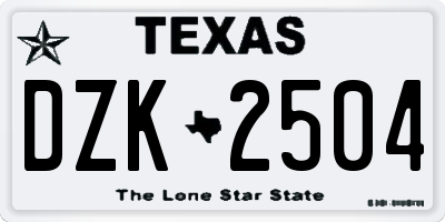 TX license plate DZK2504