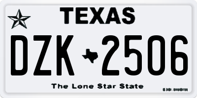 TX license plate DZK2506
