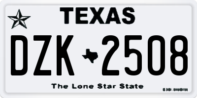 TX license plate DZK2508