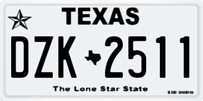 TX license plate DZK2511