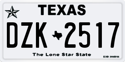 TX license plate DZK2517