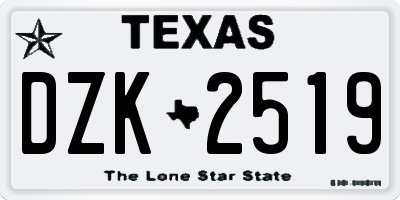 TX license plate DZK2519