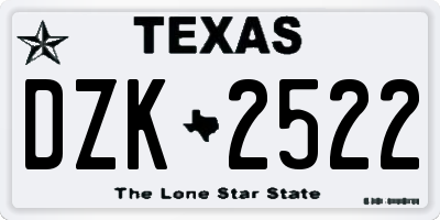 TX license plate DZK2522