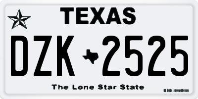TX license plate DZK2525