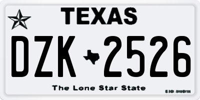TX license plate DZK2526