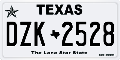 TX license plate DZK2528