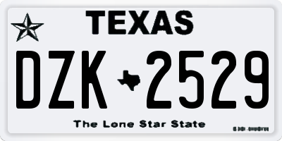 TX license plate DZK2529