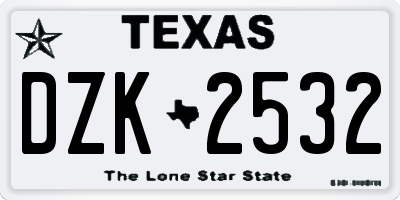 TX license plate DZK2532