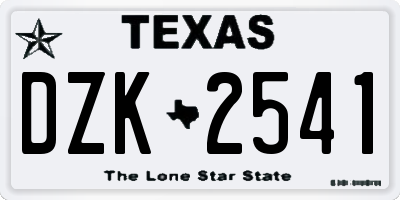 TX license plate DZK2541