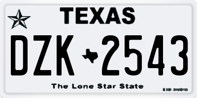 TX license plate DZK2543