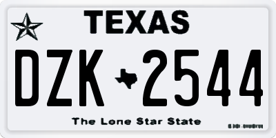 TX license plate DZK2544