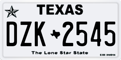 TX license plate DZK2545