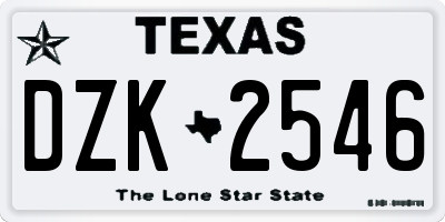 TX license plate DZK2546