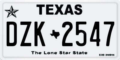 TX license plate DZK2547