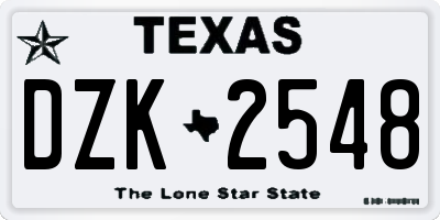 TX license plate DZK2548