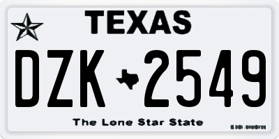 TX license plate DZK2549