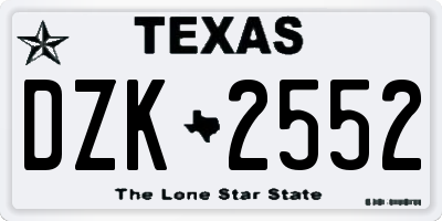 TX license plate DZK2552