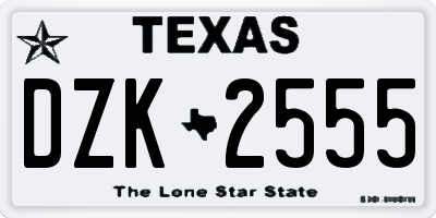 TX license plate DZK2555