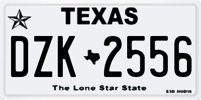 TX license plate DZK2556